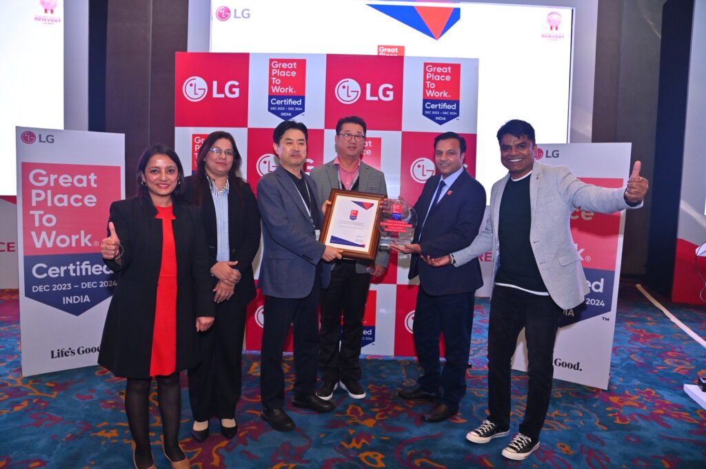 LG Electronics India Certified as a Great Place To Work, emphasizing commitment to employee high satisfaction and growth