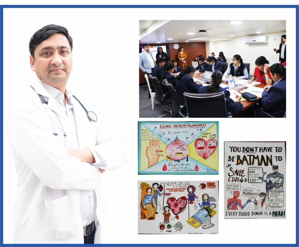 Marengo Asia Hospitals Gurugram hosts a drawing competition for school children coming forward to participate in creating awareness on blood health in the young 