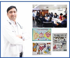 Marengo Asia Hospitals Gurugram hosts a drawing competition for school children coming forward to participate in creating awareness on blood health in the young
