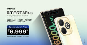 The Infinix Smart 8 Plus featuring 6000 mAh battery to go on sale at 6,999*starting 9th March