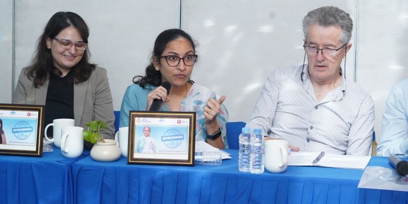 Dr Aarthi Bhuvaraghan (centre) and Professor John Walley attending an AMR round table in India