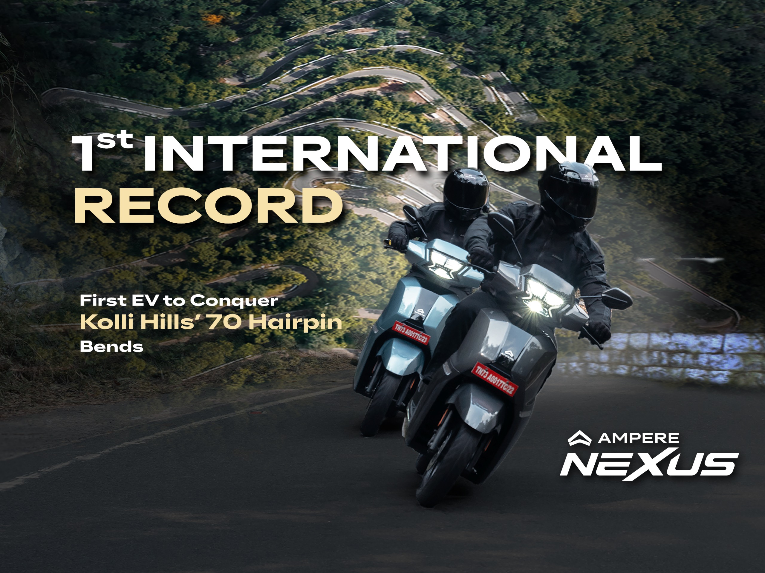 Ampere, from Greaves Electric Mobility, becomes India’s First E2W brand to enter Asia Book of Records by navigating the 70-hairpin bends of Kolli Hills, TN